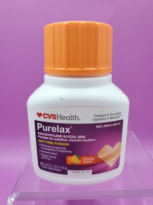 CVS Health Purelax Polyethylene Glycol 3350 Powder Orange 4.1 oz Exp 07/26 New