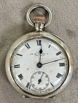 Jays Oxford Street, London 925 Silver Wind Up Pocket Watch - Working Order