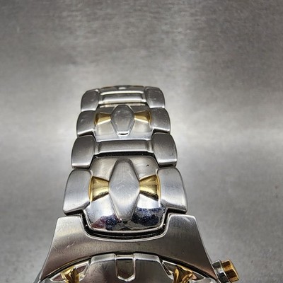 Seiko Kinetic Watch Men 39mm Gray Dial Two Tone Date 5m62