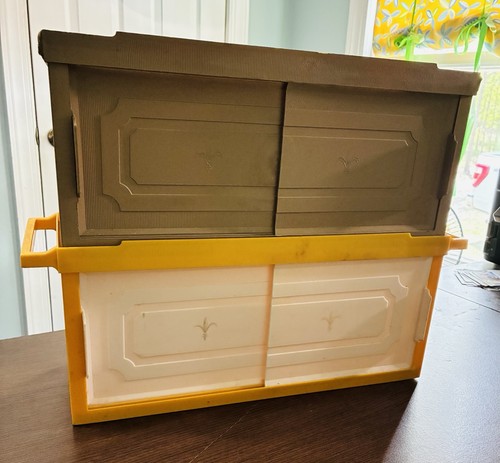 Vintage Plastic Medicine Cabinets Set of 2. Atomic Yellow and Brown Free Shippin