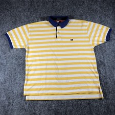 Vintage Tommy Hilfiger Polo Shirt Mens Large Yellow Stripe Logo Cotton