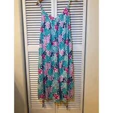 GAP Floral Maxi Dress Tie Waist Spaghetti Straps Tropical Print Women's Large
