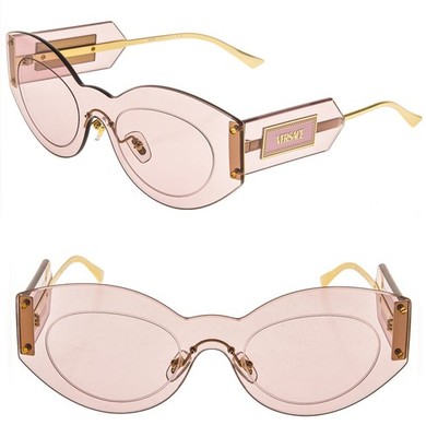 VERSACE VE2276 DAMIER PLAQUE 2276 Pink Unisex Rimless Shield Mask Sunglass