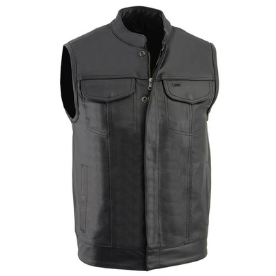 #ad Men#x27;s Motorcycle Vest Black Club Style Zipper amp; Snap Vest LKM3710 $129.99