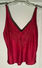 Victorias Secret Vintage 90s Silk Camisole Top Floral Gold Label Lingerie Red M
