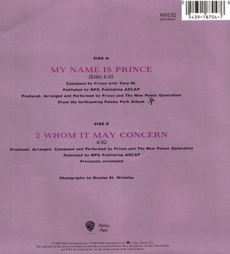 Prince - My Name Is - Used Vinyl Record 7 - N12170z - Bild 2 von 4