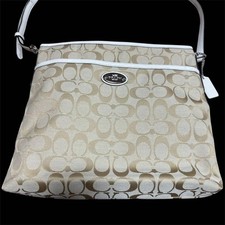 COACH Beige Logo Shoulder Bag Crossbody