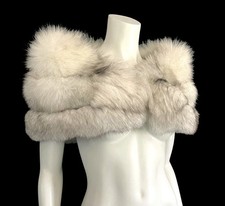 Norwegian Fox Fur Wrap, Ivory Winter Wedding Stole, Vintage Bridal Shawl Cape