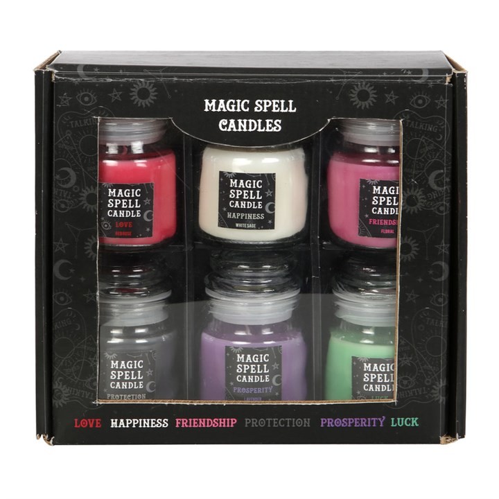 Wiccan Magic Spell Candle Gift Set 6 Scented Jars Witchcraft Altar Ritual Magick
