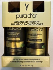 PURA D'OR Advanced Therapy Shampoo  Conditioner Set 2 x 24oz Orig Box