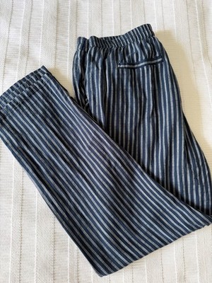 Marine Layer Allison Pants Medium Blue White Striped Tencel Elastic Waist