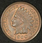 1900 INDIAN HEAD CENT LUSTROUS RED/BROWN UNCIRCULATED BOLD COLOR