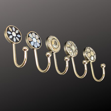 Messing Wandhaken Perlmutt Gold – Garderobenhaken Shabby Chic Vintage Kleiderhak