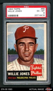 1953 Topps #88 Willie Jones Phillies DOUBLE-PRINT PSA 6 - EX/MT