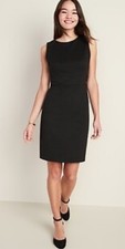 NWT Old Navy Ponte Knit Sleeveless Sheath Dress •L• Black Career Shift