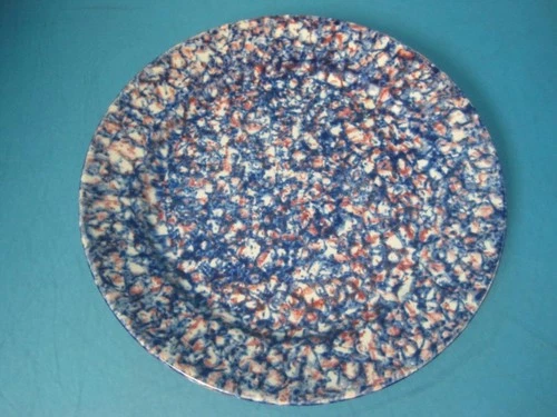 STANGL POTTERY OLD OLDE GLORY SAUCER PLATE 6" RED WHITE BLUE SPONGEWARE RARE