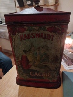 antike Blechdose Cacao Prometheus Hauswaldt Magdeburg Kakaodose