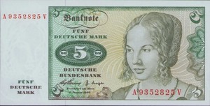 Germany Federal Republic Banknotes 5 Deutsche Mark 1960 P-18a Uncirculated