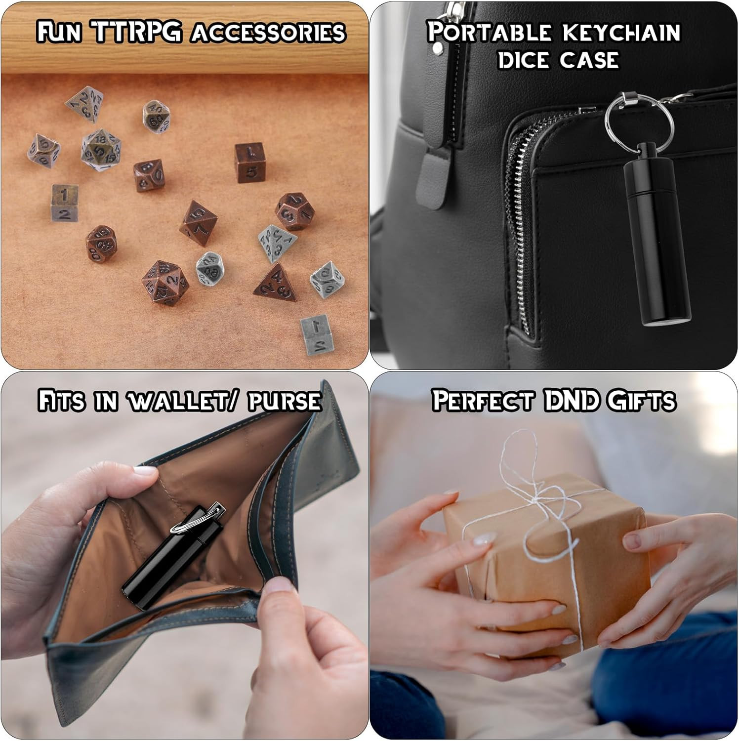 Grevosea 21 Pcs Mini Dice Set, DND Dice Metal Micro Miniature Dice with EDC