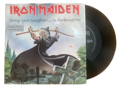 Iron Maiden Bring Your Daughter To The Slaughter Autographed 7'' Record 1990 Ex