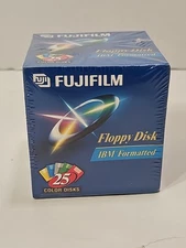 Fuji Fujifilm 3.5" Floppy Disks IBM Formatted 25 Pack Color High Density NOS