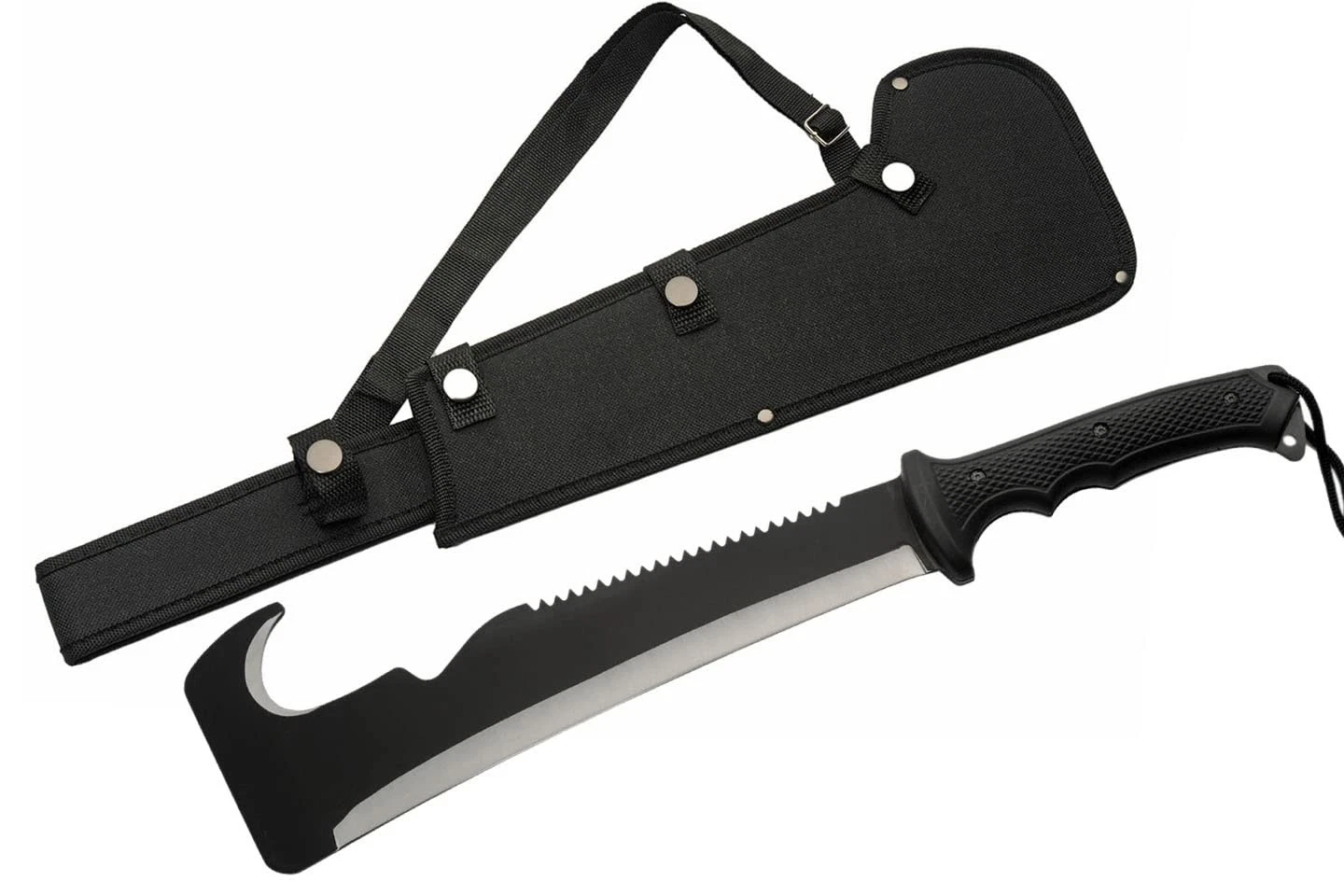 Supplies Hook and Sawback Machete 19.5 Inch - Black Camping Knifes with Rubbe...