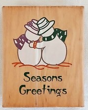 Adorable Snowman Couple wood mounted RUBBER STAMP - Never Used