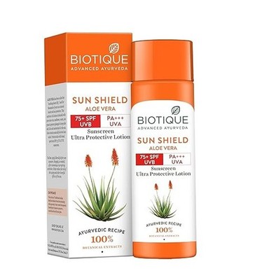 Biotique Aloe Vera 75+SPF UVA/UVB Sunscreen Ultra Soothing Body Lotion, For all 