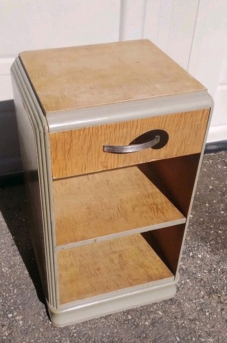 Art Deco Wood Side Table Bakelite 30s Luce Company Of MI nightstand