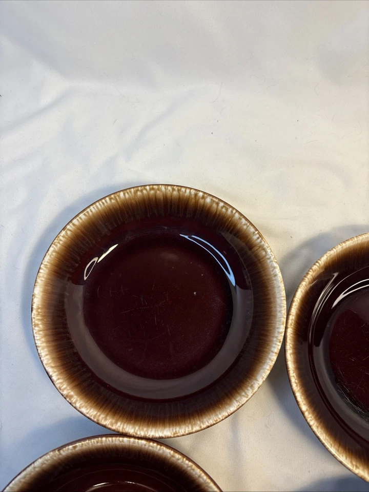 Juego de 4 ensaladeras de sopa con brida BROWN DRIP cerámica esmaltada cocina rústica EE. UU. Foto 2 de 4