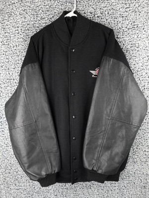 VTG Savi Hot Rod Heritage Racing Series Varsity Jacket Black Leather Wool L