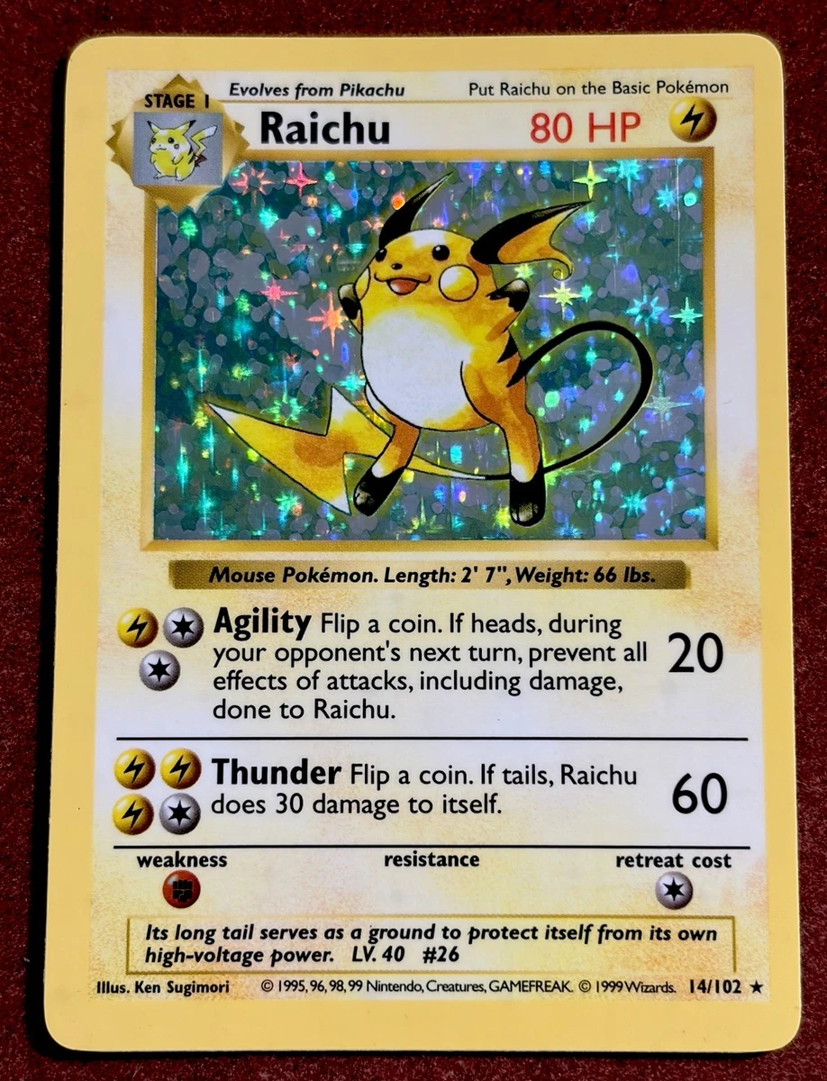 Raichu Pokémon TCG Shadowless Individual Collectible Card Game