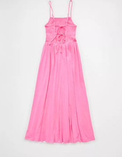 New AE Sunchaser Smocked Knit Midi Dress, Pink Punch