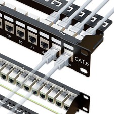 24 Port 10Gbps Cat6 Patch Panel, STP Shielded, 19 1U, RJ45 Coupler, Back Bar