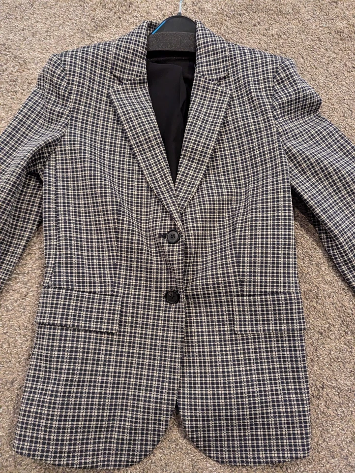 Blazer Theory Carissa Almendra Multi Tejido Cuadros TALLA 4 $475 NUEVO CON ETIQUETAS Foto 4 de 4