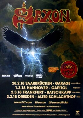 SAXON - 2018 - Pakat - Live In Concert - Thunderbolt Tour - Poster