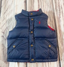 Polo Ralph Lauren Toddler Boys Navy Red Reversible Down Puffer Vest Size 18M