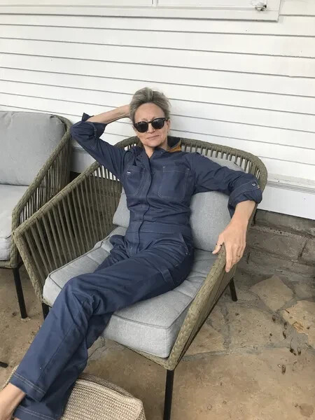 Nuevo con etiquetas Wildfang Essential Mangas Largas Cubierta L Azul Algodón Amarillo Cosido $168