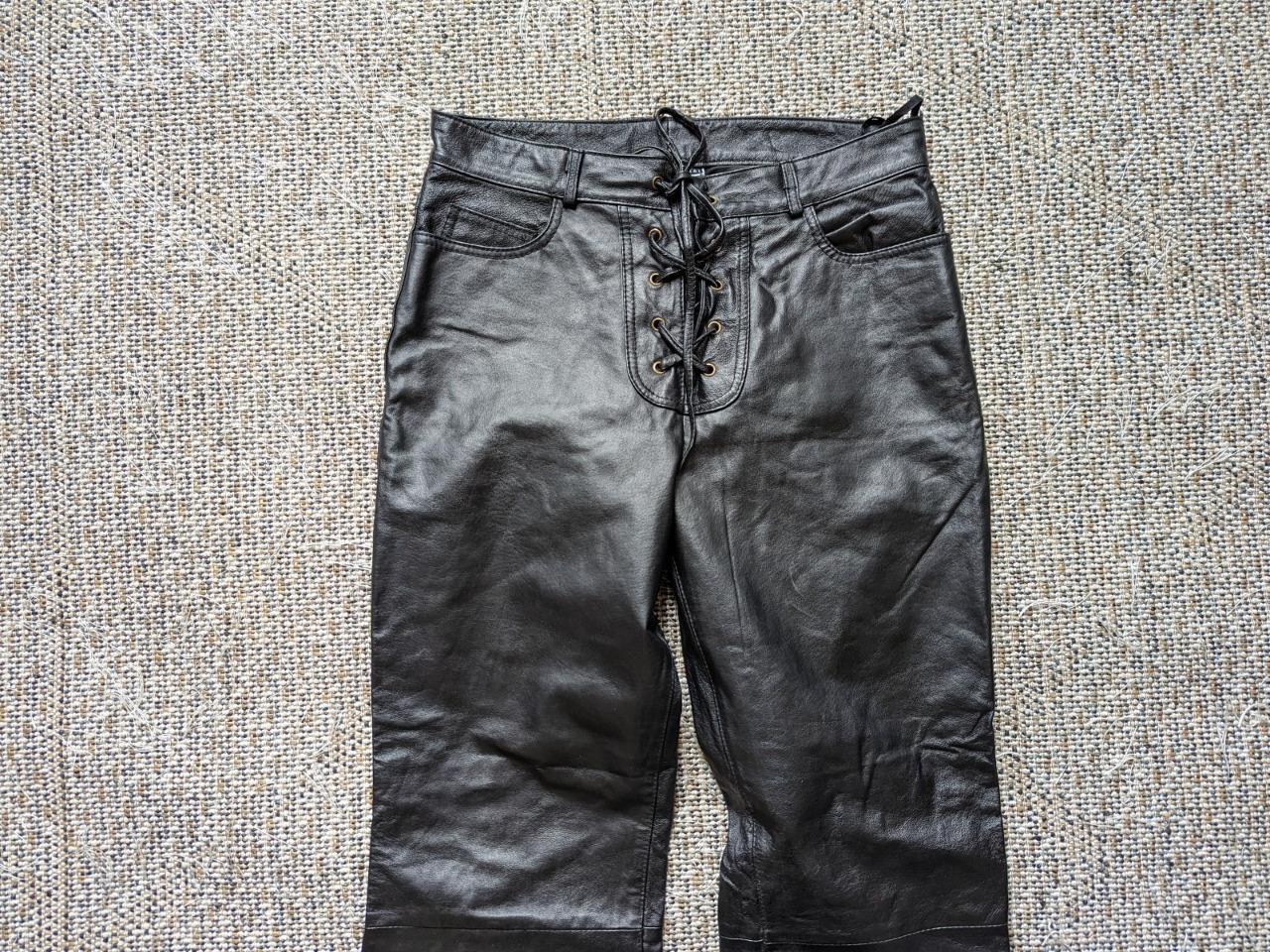 vintage LEATHER pants INTERNATIONAL MALE black 30x34 … Gem