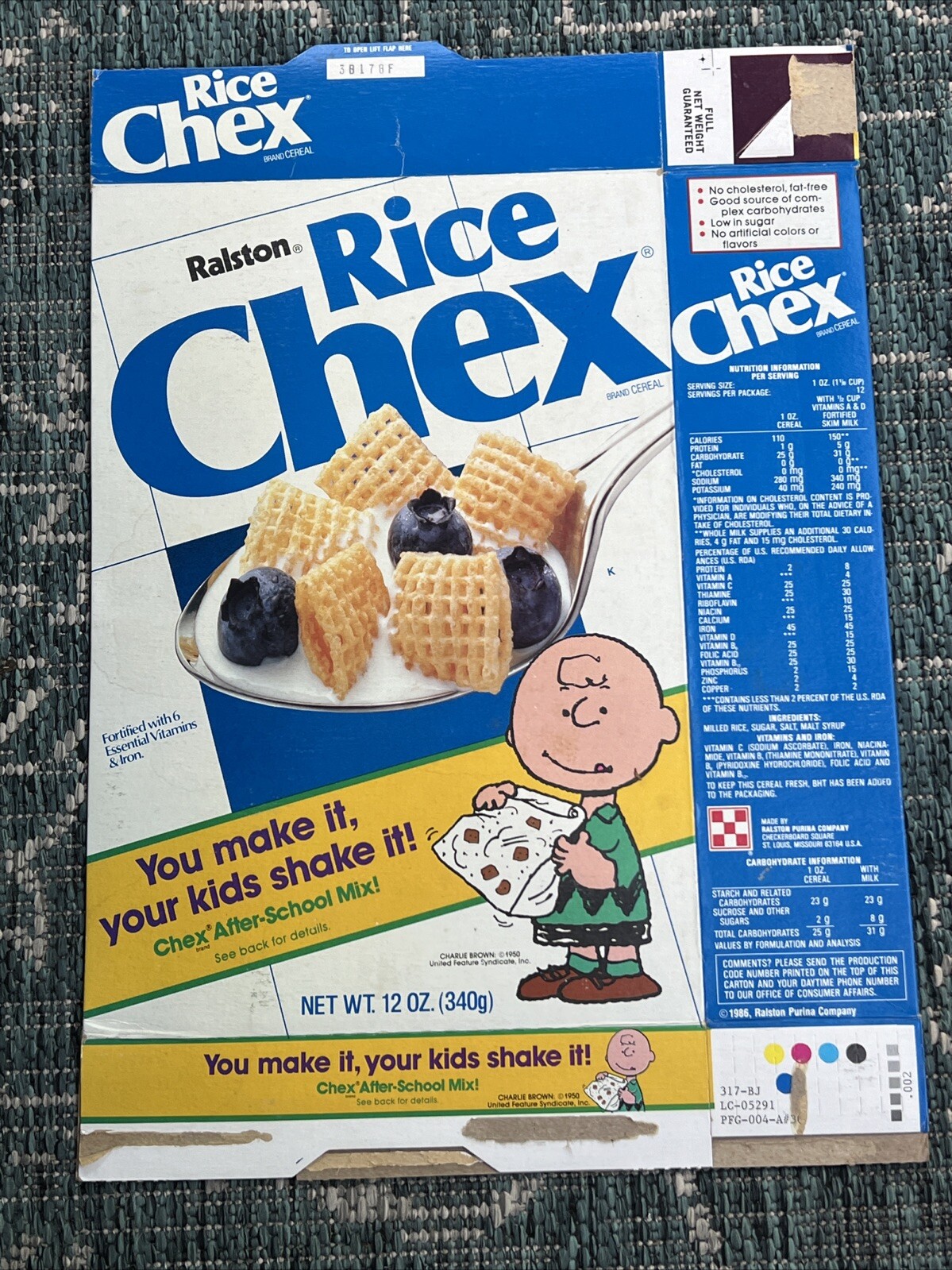 1990 Ralston Rice Chex Cereal Box - Charlie Brown - Chex After School ...