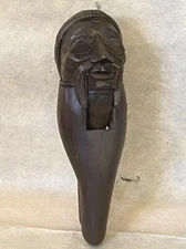 FINE ANTIQUE MUSTACHIOED MAN WITH GLASSES Wooden Nutcracker Black Forest c.1890