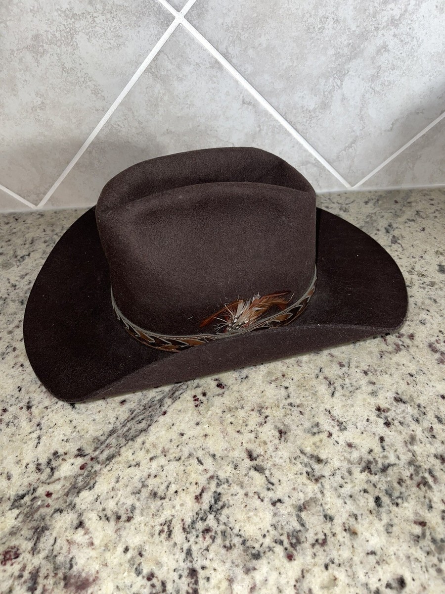 Vintage Eddy Bros Western Cowboy Hat Size 7 1/8 Brown Wool Made