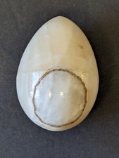 Vintage Polished Cream Color Marble Egg 2.75" x 1-7/8" Interesting Markings