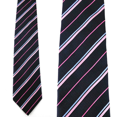 Daddy & Son Navy Blue and Pink Striped Necktie Tie