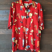 Vintage Paradise Found Men Shirt Sz XL Rayon Hawaiian Cocktail Short Sleeve A10