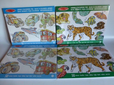 4 x Melissa & Doug Riesenmalblöcke Malbücher Malblätter - Tiere - Fahrzeuge 