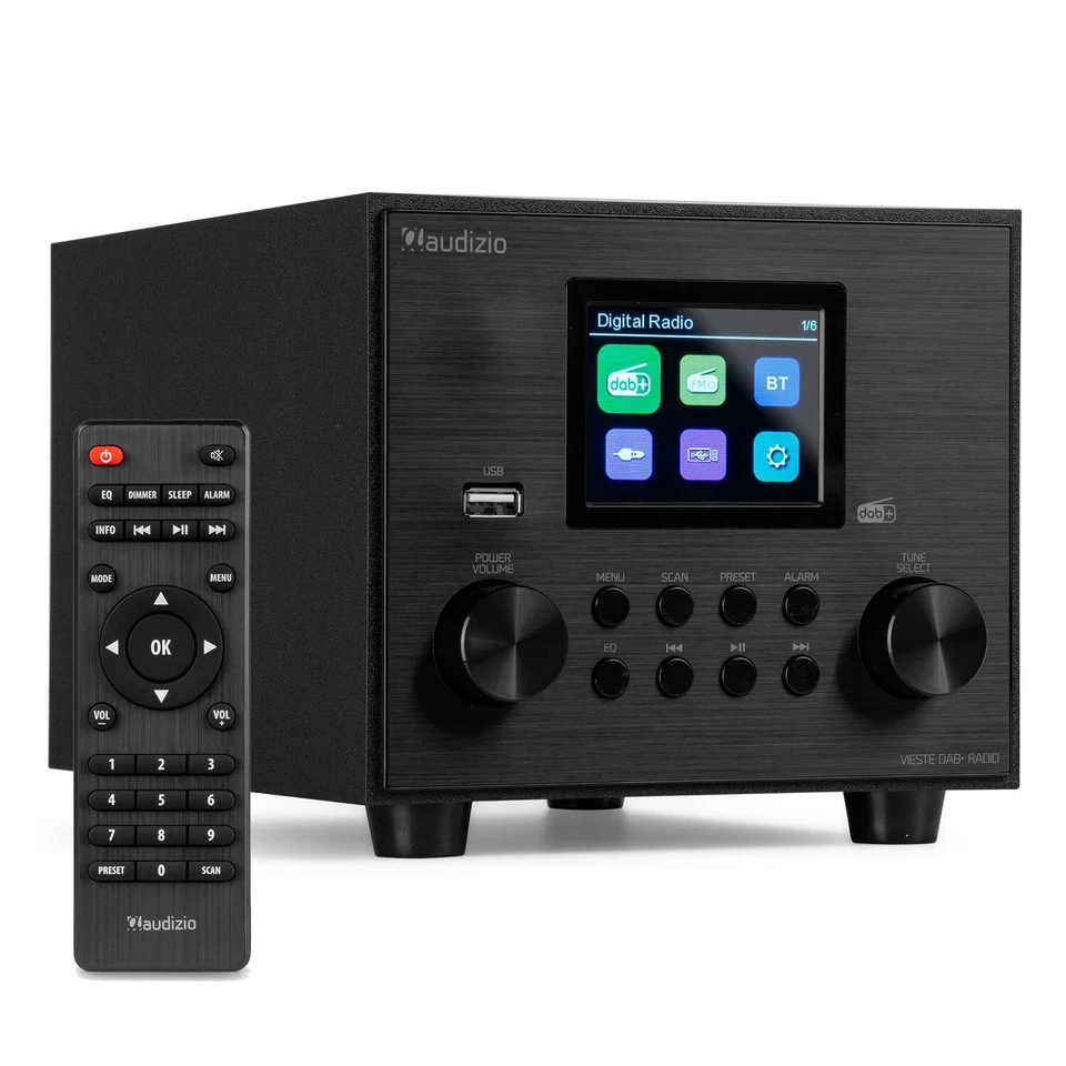 Audizio Vieste DAB Radio Bluetooth Speaker System with Subwoofer Bass - Black