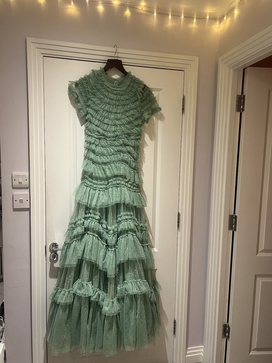 Needle & Thread wild rose ruffle gown - Jade green | eBay UK