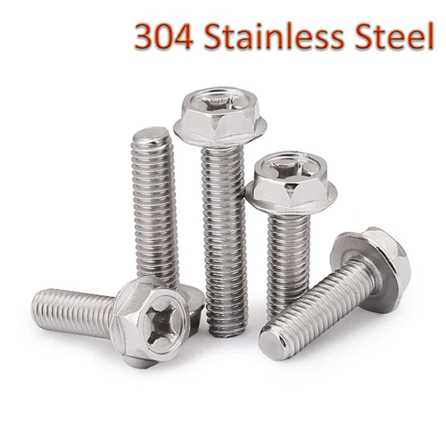 Flanged Hex Head Screws Bolt with Phillips Drive A2 304 Stainless Steel M4 M5 M6 - Picture 2 of 7