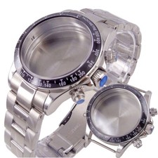 Sapphire Crystal 40mm Steel Chronograph Quartz Watch Case For VK63 VK64 Movement
